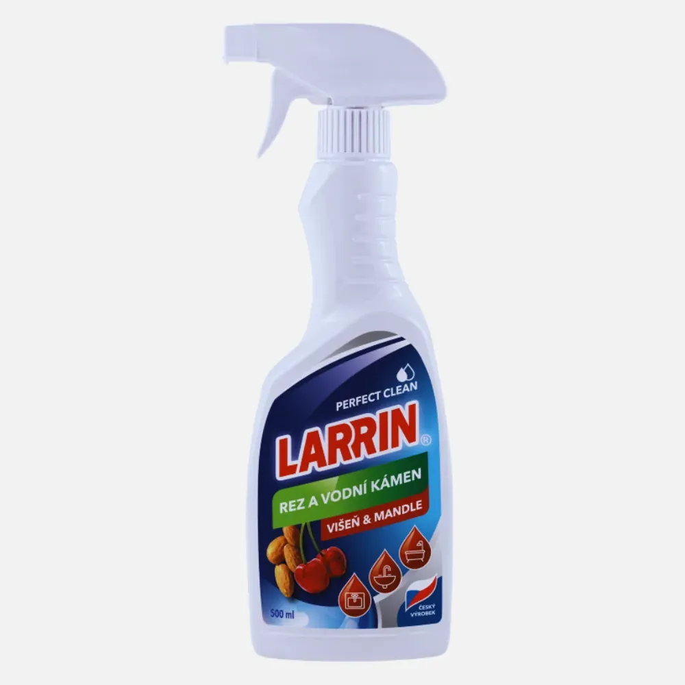 Larrin na vodní kámen mandle – nejlepší čistič koupelny, účinně odstraňuje vodní kámen ze sprchy, WC i baterií.